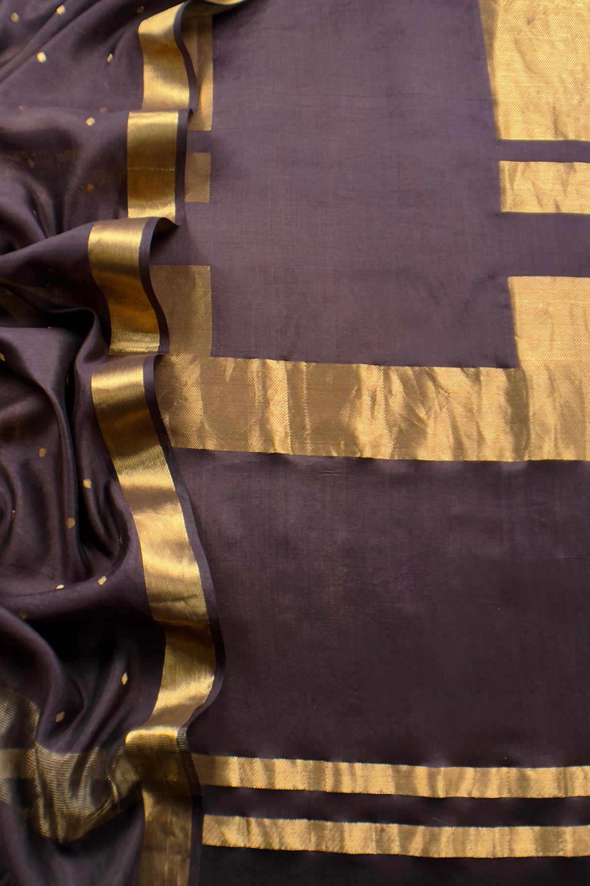 Chocolate Brown Pure Silk Suit With Kadwa Weaving