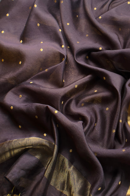 Chocolate Brown Pure Silk Suit With Kadwa Weaving