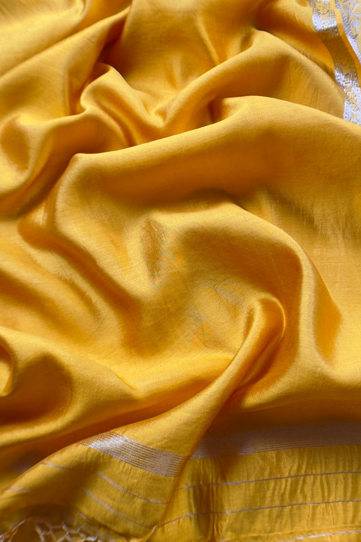 Yellow Silk Suit With Sona-Roopa Kadwa Weaving