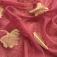 Pink Brocade Kurta With Organza Dupatta