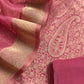 Pink Brocade Kurta With Organza Dupatta