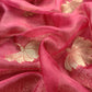Pink Brocade Kurta With Organza Dupatta