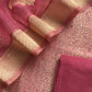 Pink Brocade Kurta With Organza Dupatta