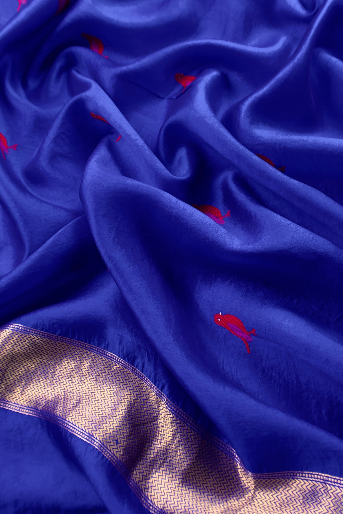 Royal Blue Designer Handloom Silk Suit With Meenakari Kadwa Weaving