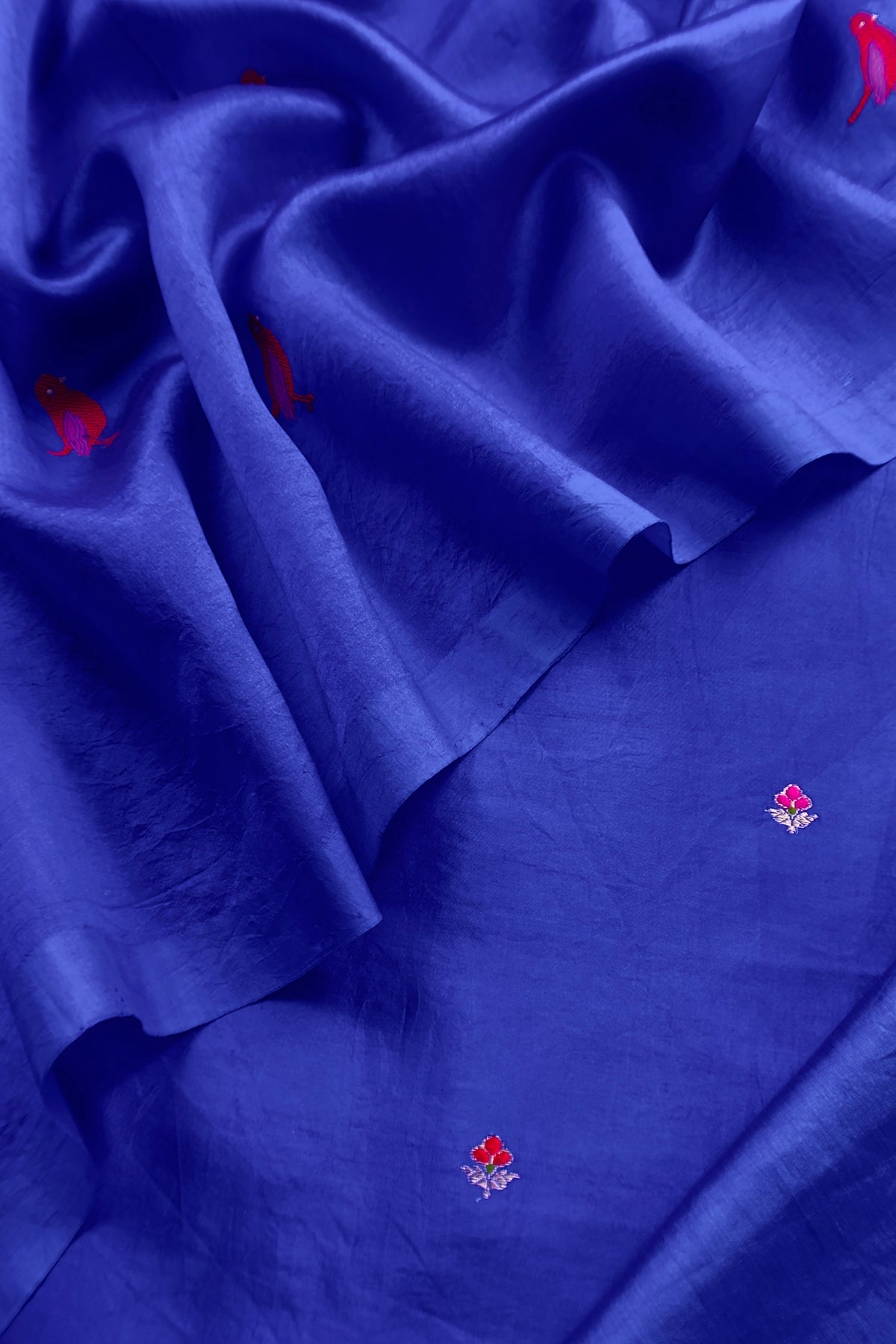 Royal Blue Designer Handloom Silk Suit With Meenakari Kadwa Weaving