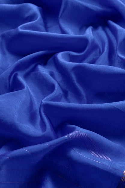 Royal Blue Silk Suit With Sona-Roopa Kadwa Weaving