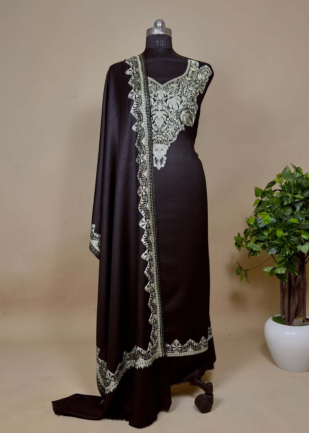 Black Woolen Suit Aari Embroidery
