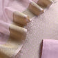 Pastel Pink Brocade Kurta With Organza Dupatta