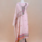 Pastel Pink linen Chanderi Suit Fabric With Multicolour Jamdani Weaving