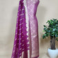 Purple Brocade Kurta With Organza Dupatta