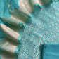 Firozi Brocade Kurta With Organza Dupatta