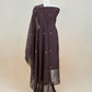 Brown Chanderi Unstitched Suit With Gold Zari Jamdani Weaving