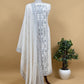 Off-White Pure Cotton Linen Hand Block Print Suit Fabric With Jamdani Weaving