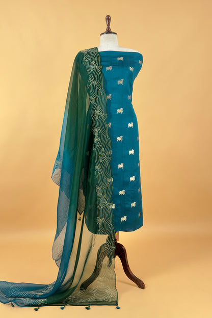 Pure chiniya silk unstitched suit with dupatta

