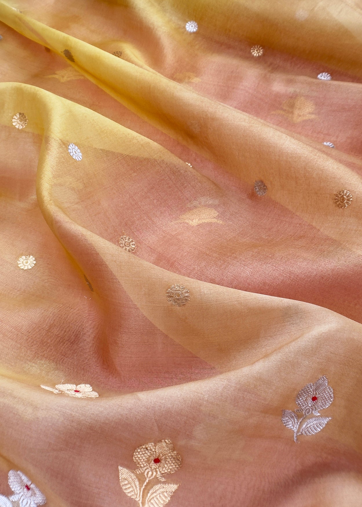 Taffy Pink Handloom Banarasi Silk Kurta And Kora Silk Dupatta With Kadwa Meenakari Weaving