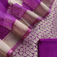 Purple Banarasi Silk Brocade Suit With Organza Dupatta