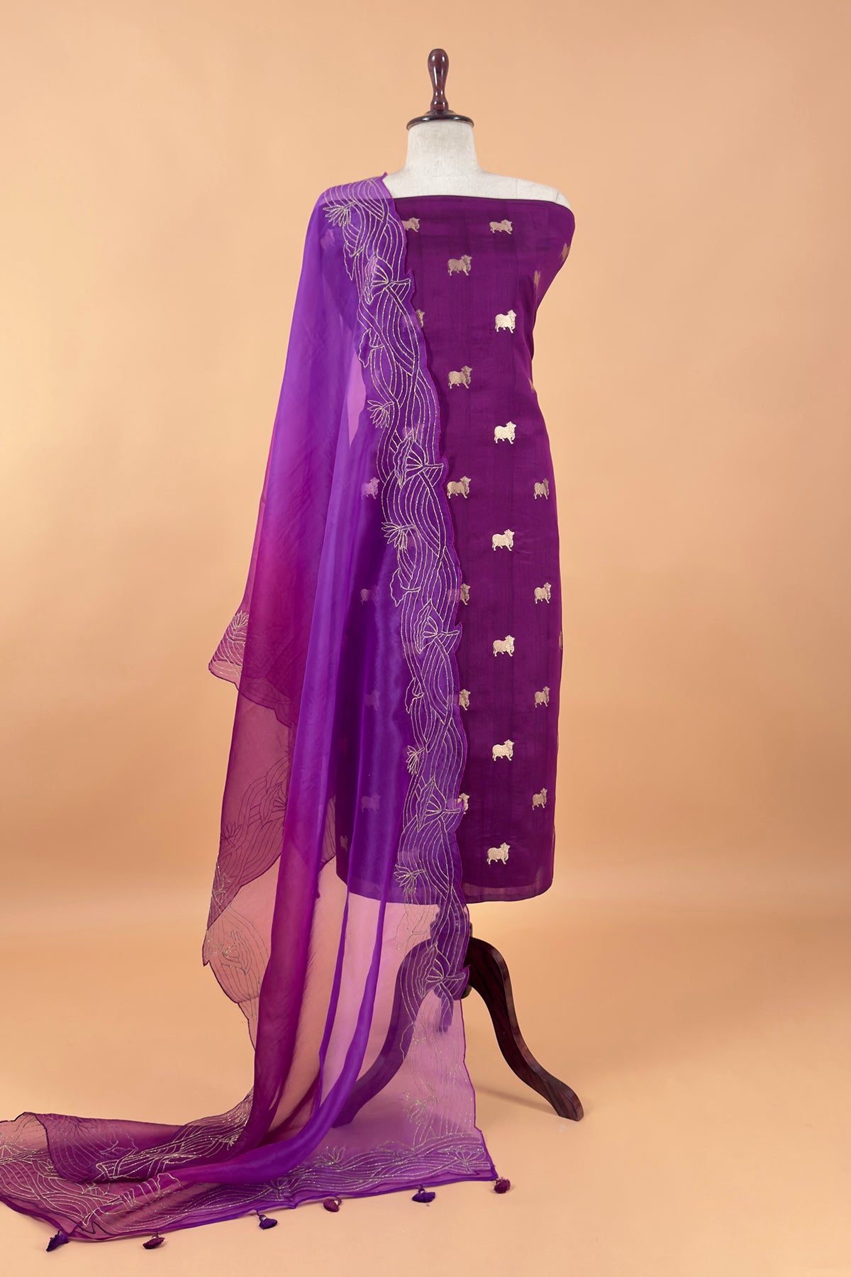 Pure chiniya silk unstitched suit with dupatta

