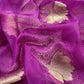 Purple Brocade Kurta With Organza Dupatta