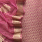 Pink Banarasi Silk Brocade Suit With Organza Dupatta