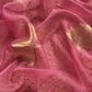 Pink Banarasi Silk Brocade Suit With Organza Dupatta