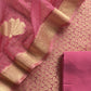 Pink Banarasi Silk Brocade Suit With Organza Dupatta