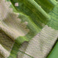 Shamrock Green Chanderi Unstitched Suit With Gold Zari Jamdani Weaving