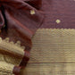 Brown Chanderi Unstitched Suit With Gold Zari Jamdani Weaving