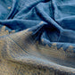Steel Blue Chanderi Unstitched Suit With Gold Zari Jamdani Weaving