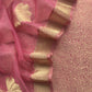 Pink Brocade Kurta With Organza Dupatta