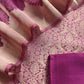 Pink Banarasi Silk Brocade Suit With Organza Dupatta