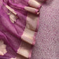 Purple Brocade Kurta With Organza Dupatta