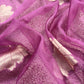 Purple Brocade Kurta With Organza Dupatta