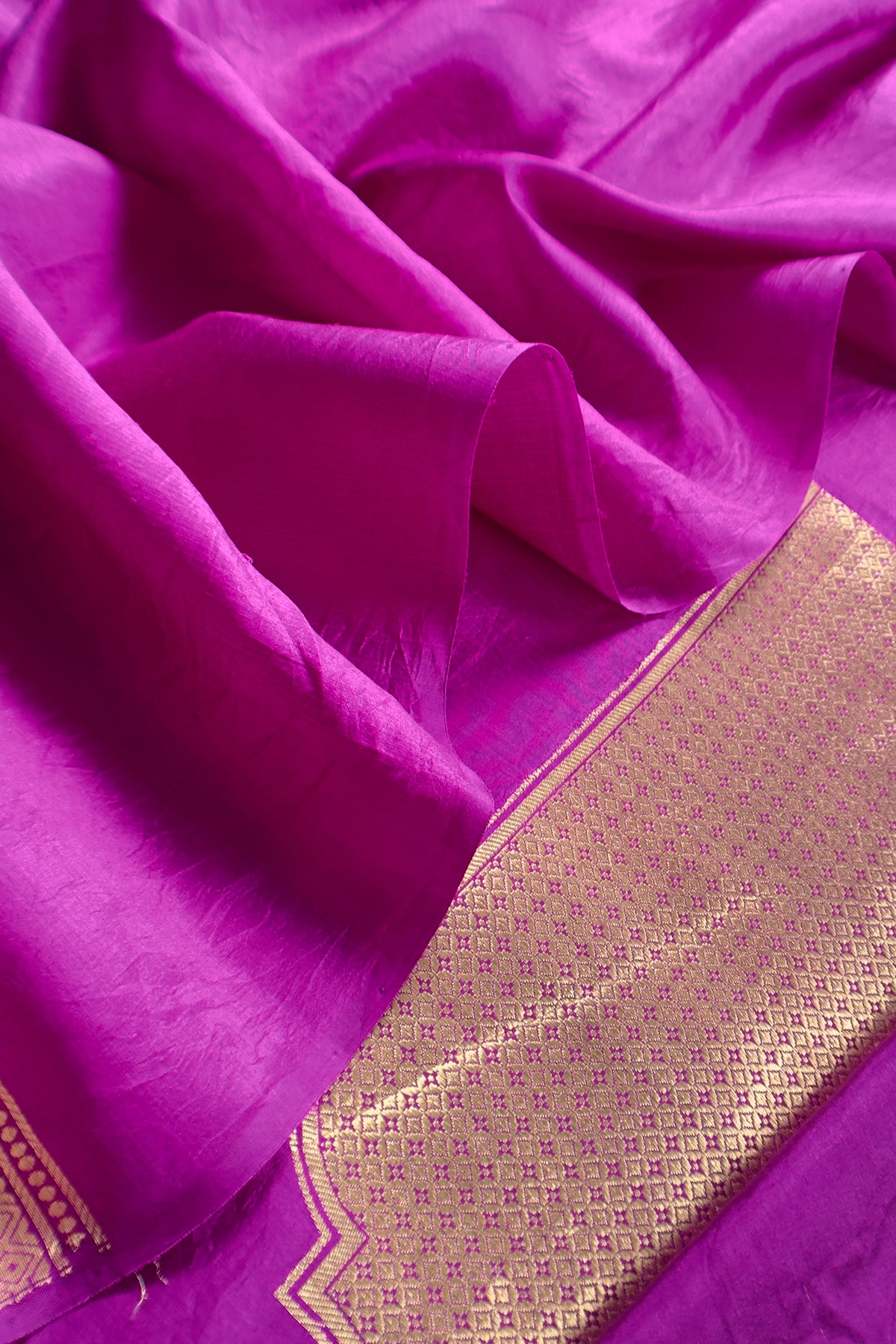 Purple Handloom Katan Silk Suit Fabric With Kadwa Weaving