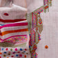 Grey linen Chanderi Suit Fabric With Multicolour Jamdani Weaving