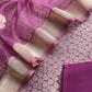 Wine Purple Banarasi Silk Brocade Suit With Organza Dupatta
