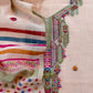 Heather Peach linen Chanderi Suit Fabric With Multicolour Jamdani Weaving