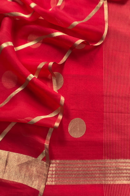 Festive wear silk unstitched suit with kadwa weaving

