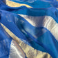 Azure Blue Handloom Kora Silk Saree With Zari Stripes