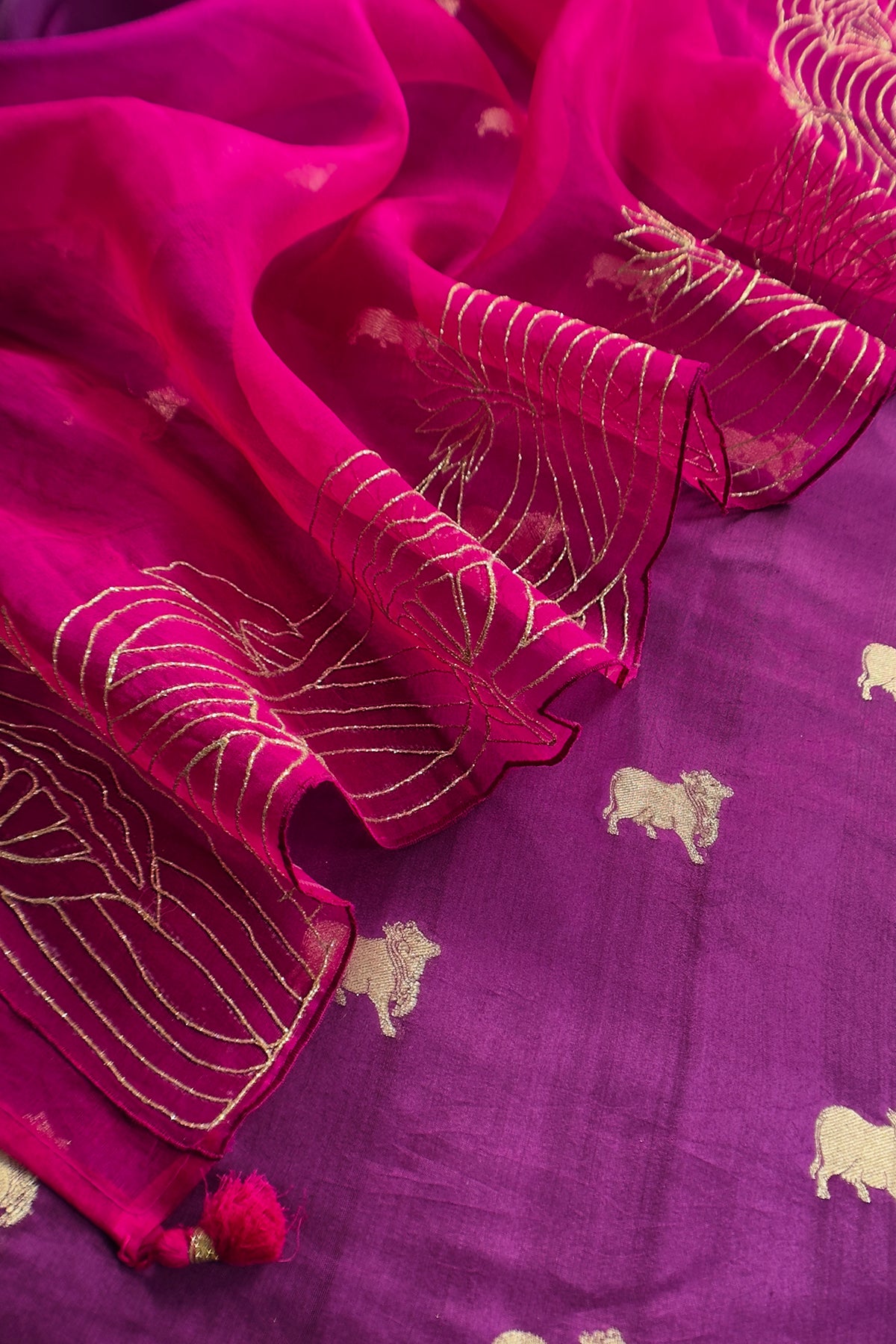Festive wear chiniya silk suit with handwork


