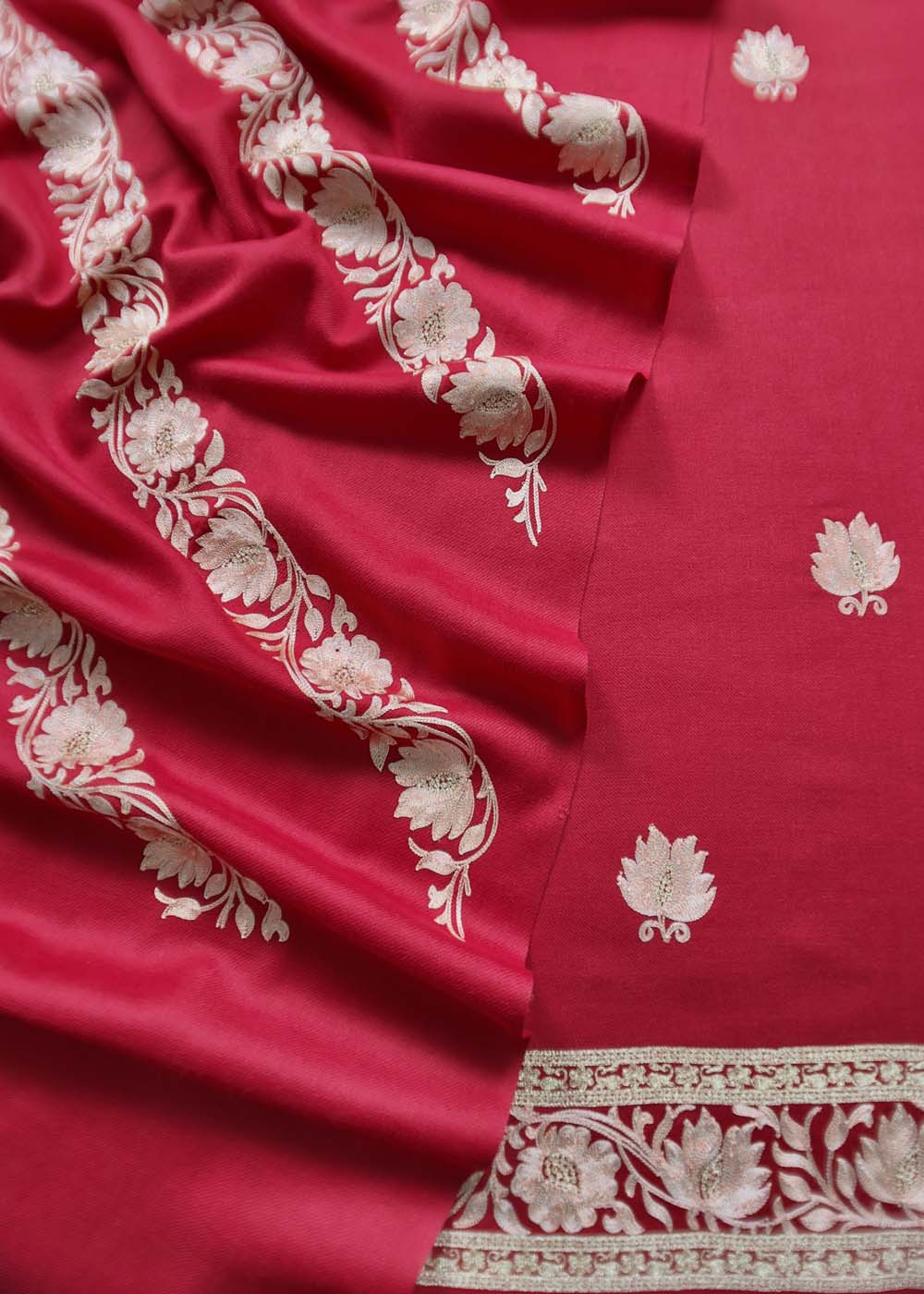 Red Woolen Suit with Aari Zari Embroidery - Luxury Winter Fashion