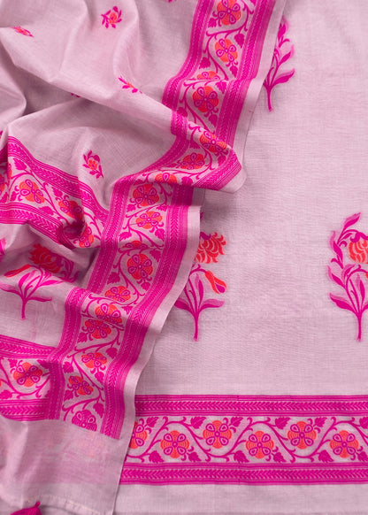 Grey Handloom Banarasi Suit With Meenakari Weaving