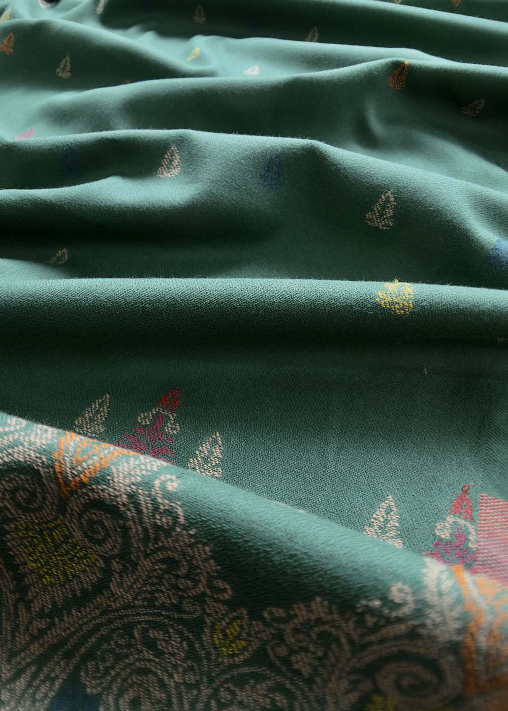 Green Handloom Suit with Authentic Kani Zari Weaving