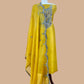 Luxe Yellow Green Dupion Silk Kurta And Kora Silk Dupatta With Designer Dabka Dori Hand Work With Woven Details