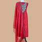 Burnt Red Varanasi Silk Kurta and Kora Silk dupatta with  Dabka Dori Hand work with Woven details