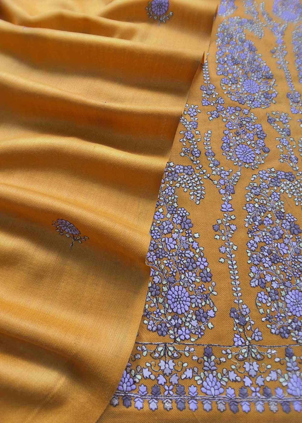 Close-up of Aari Work on Merino Wool Kurta