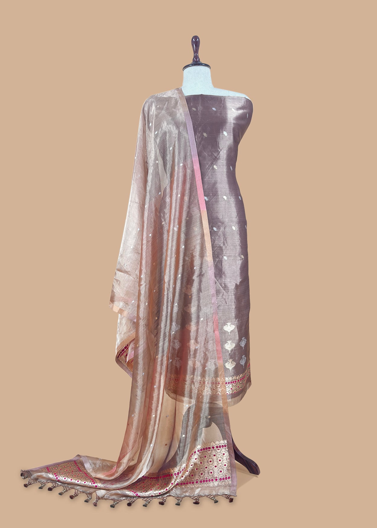 Buy wedding wear suit in tissue silk fabric

