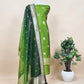 Parrot Green Handloom Banarasi Silk Kurta And Kora Silk Dupatta With Kadwa Meenakari Weaving