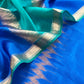 Kalasheel Luxe Royal Blue Chiniya Silk With Gold Ikkat Weave