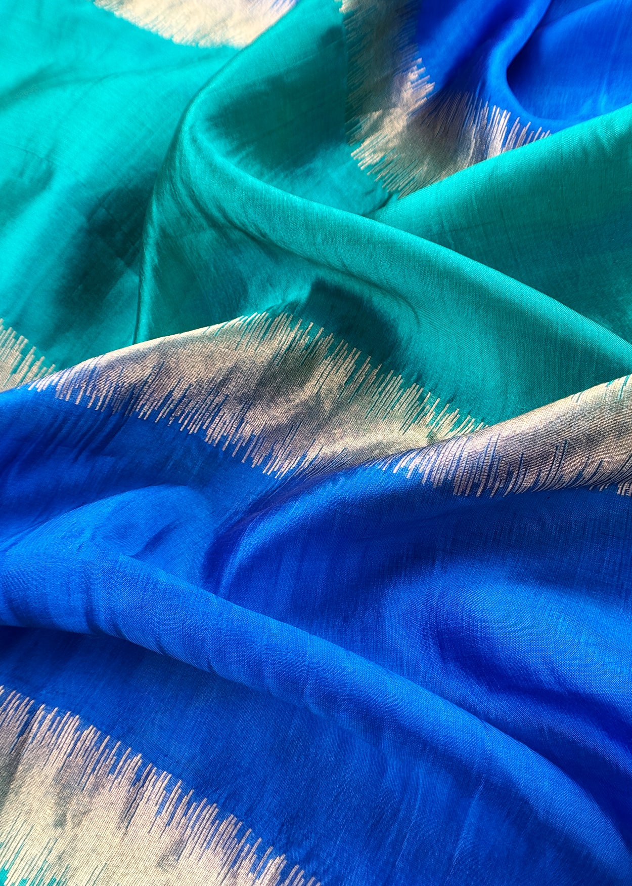Kalasheel Luxe Royal Blue Chiniya Silk With Gold Ikkat Weave