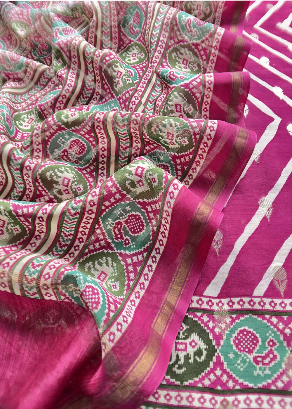 Pink Banarasi Suit With Patola Dupatta